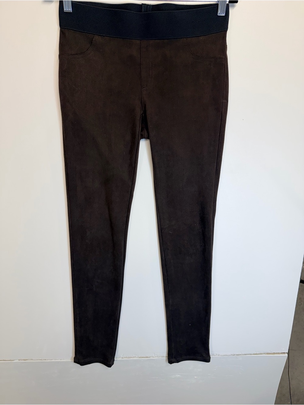 W155 Karen Kane Dark Brown Pull-On Leggings Faux Suede